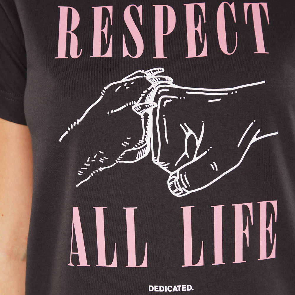 Dedicated 【 T-Shirt Mysen Respect Life Charcoal Women 】 レディース Dedicated T-Shirt Mysen Respect Life Charcoal – A and B Webshop