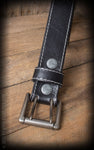 Rumble59 Ledergürtel mit Doppelsteg-Schnalle, schwarz