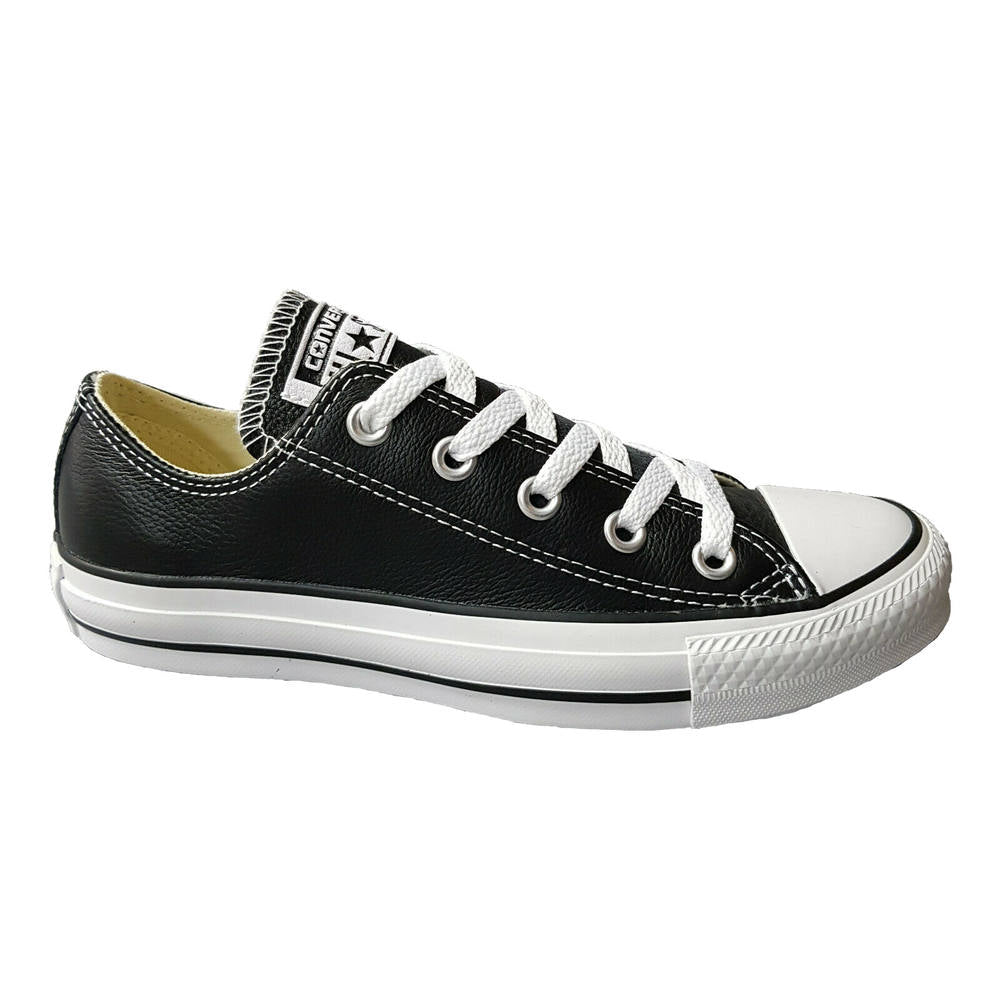 Black leather chuck taylors online