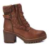 Refresh Block Heel Lace Boots Camel