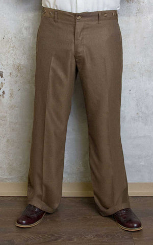 Rumble59 Vintage Loose Fit Pants New Jersey - Fischgrat braun