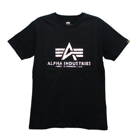 Alpha Industries Basic T-Shirt foil print black gold