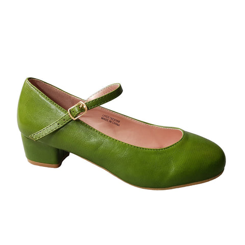 Lulu Thin Maryjane Block Heel Shoes Green