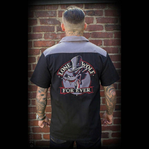 Rumble59 Worker Shirt Lone Wolf forever schwarz/grau
