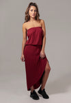 Urban Classics Ladies Viscose Bandeau Dress burgundy