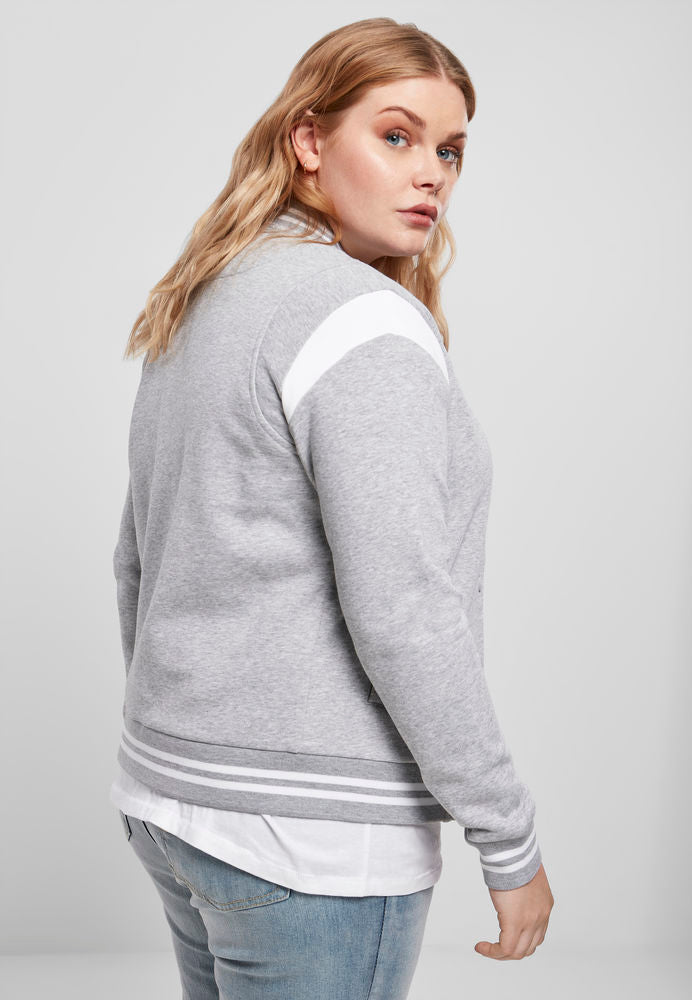 Urban Classics Ladies Organic Inset College Sweat Jacket grey/white – A and  B Webshop