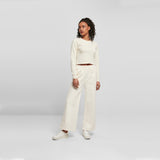 Urban Classics Ladies Straight Pin Tuck Sweat Pants whitesand