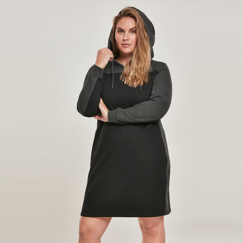 Urban Classics Ladies 2-Tone Hooded Dress black/charcoal