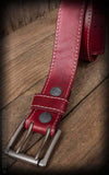 Rumble59 Ledergürtel mit Doppelsteg-Schnalle, rot